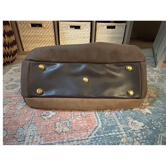 DIANE VON FURSTENBERG Two-Way Weekender Duffle Travel Bag Brown Suede Tri-Tone - Picture 7 of 16
